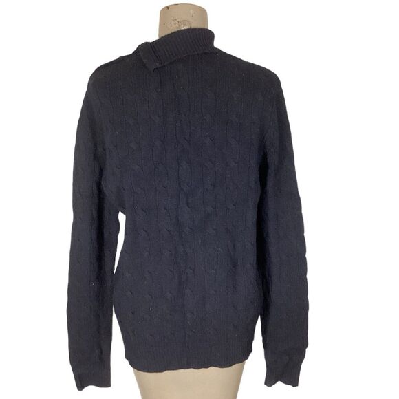 Ralph Lauren Black Knit Cashmere Lamb Skin Button Turtleneck Sweater Women’s L - Picture 3 of 6
